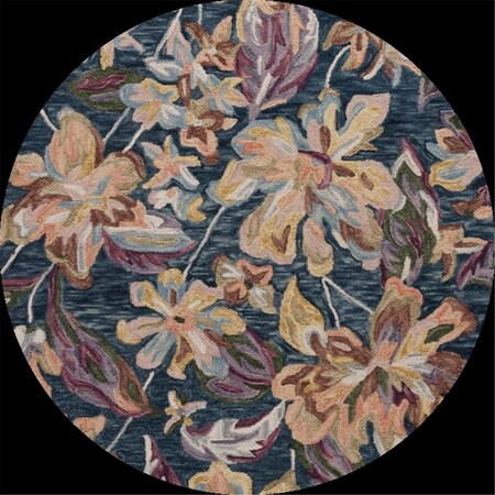 Safavieh 6 x 6 ft. Blossom Floral Hand Tufted Round Rug; Blue & Gold BLM461M-6R